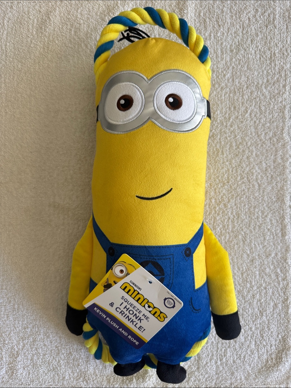 Universal Minions Kevin Plush Rope Dog Toy - Yellow, Blue, Black